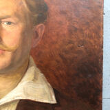 Old portrait oil on canvas mustachioed man