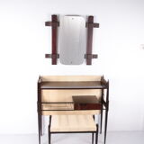 Ico Parisi Wall unit with mirror and stool 1950 Italy