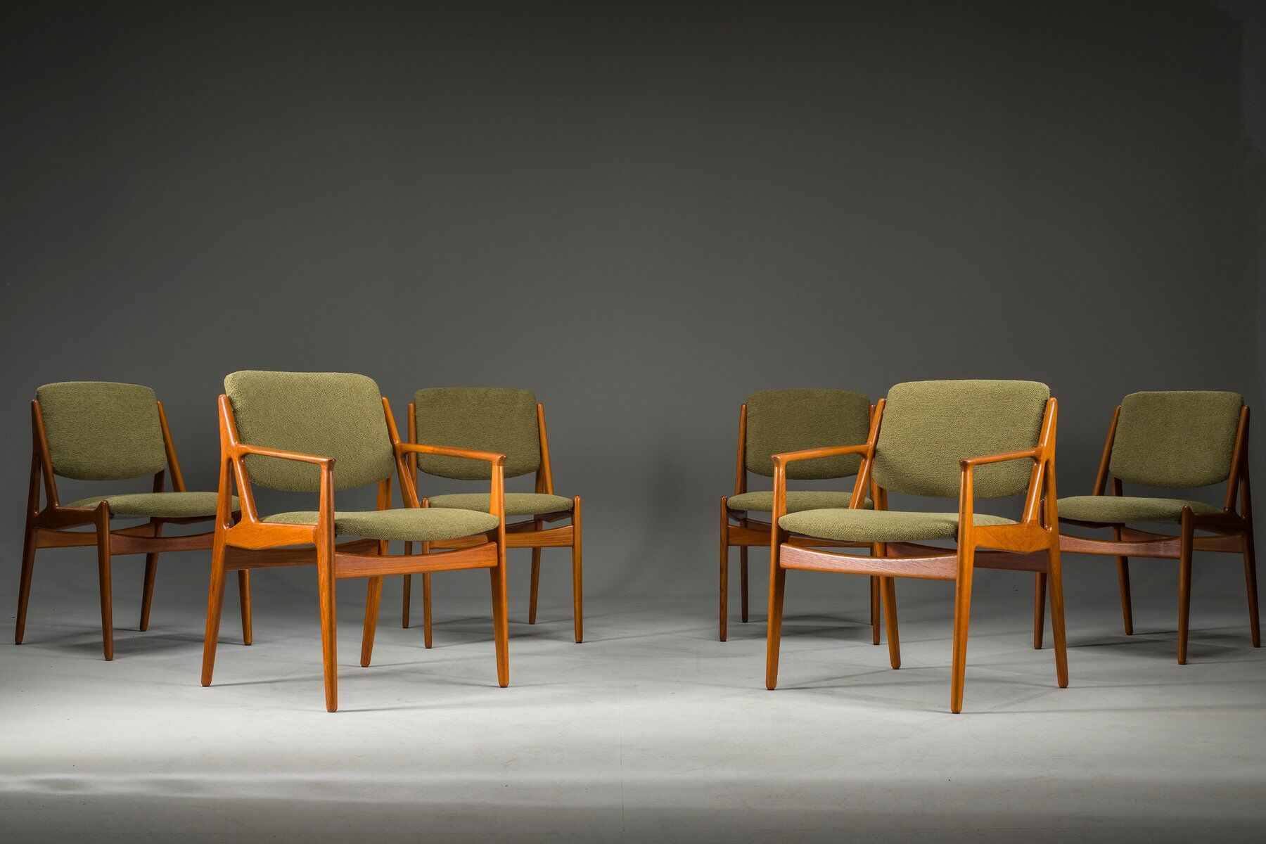 Danish Ella chairs in teak attributed to Arne Vodder for Vamo Sønderborg, 1960s, set of 6