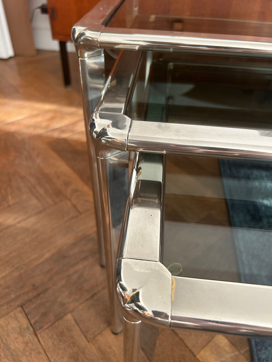 Chrome nesting tables designed and produced by Fratelli Orsenigo.