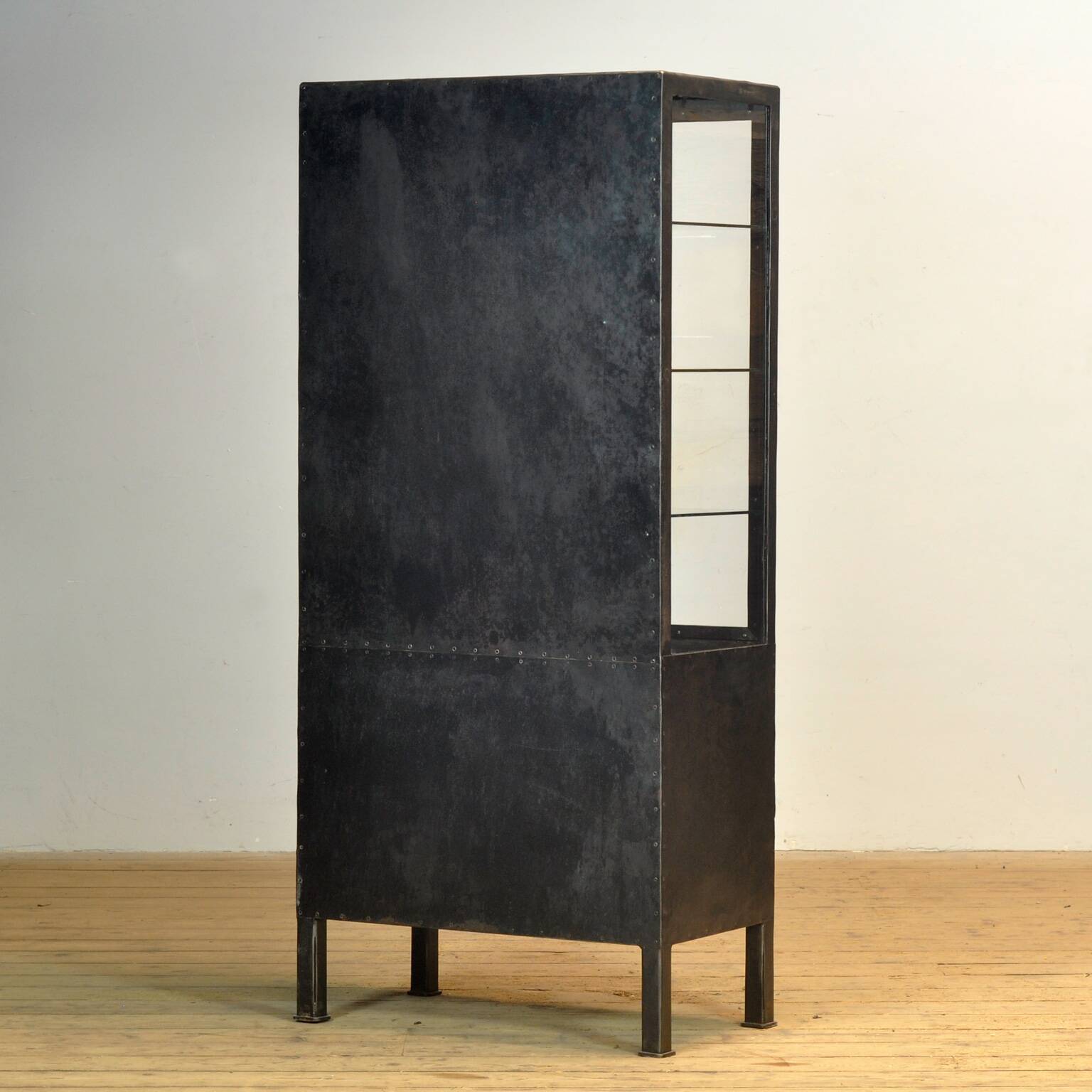 Polished iron medical cabinet, 1920s