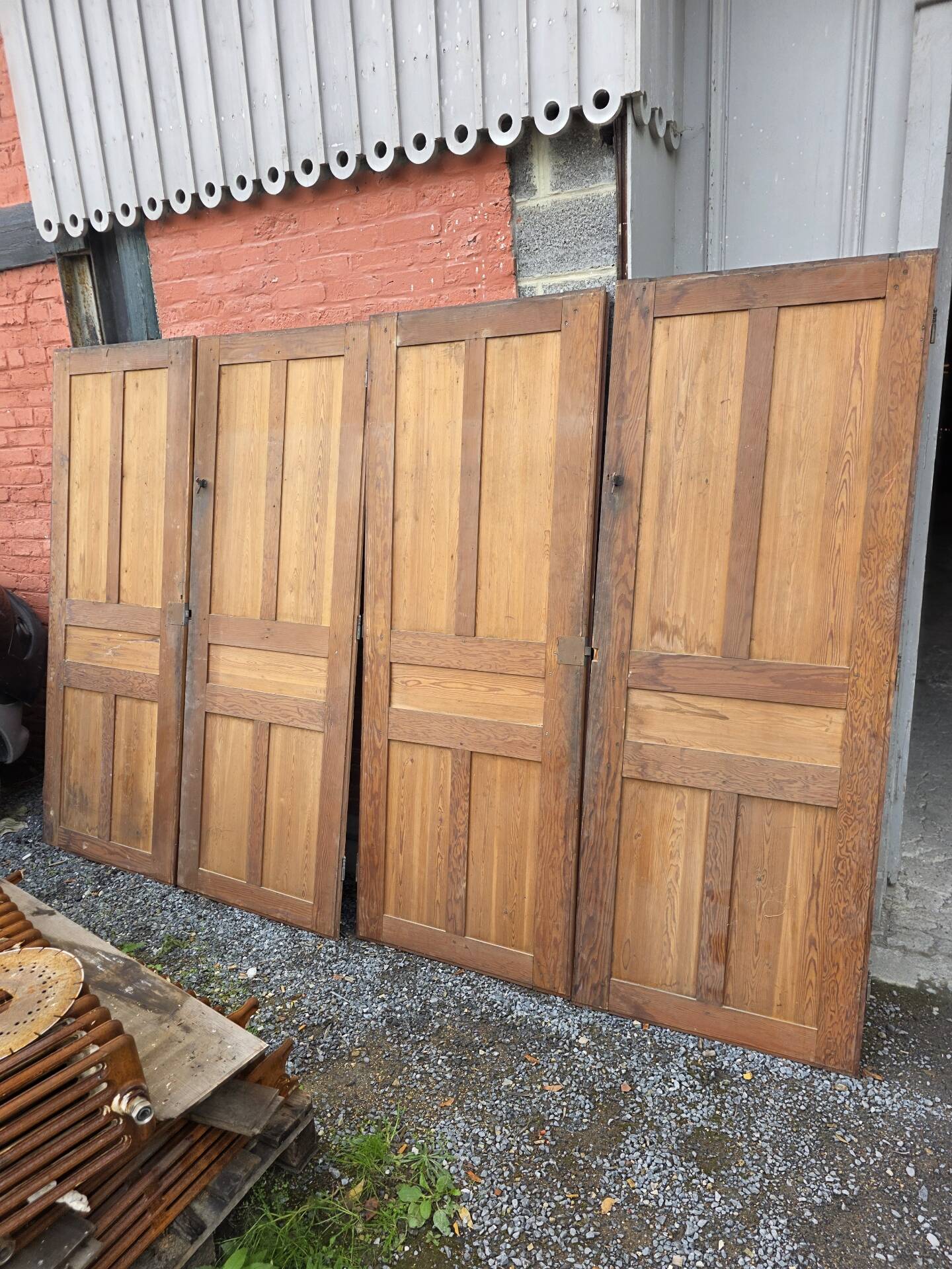 4 old cupboard doors in pitch pine