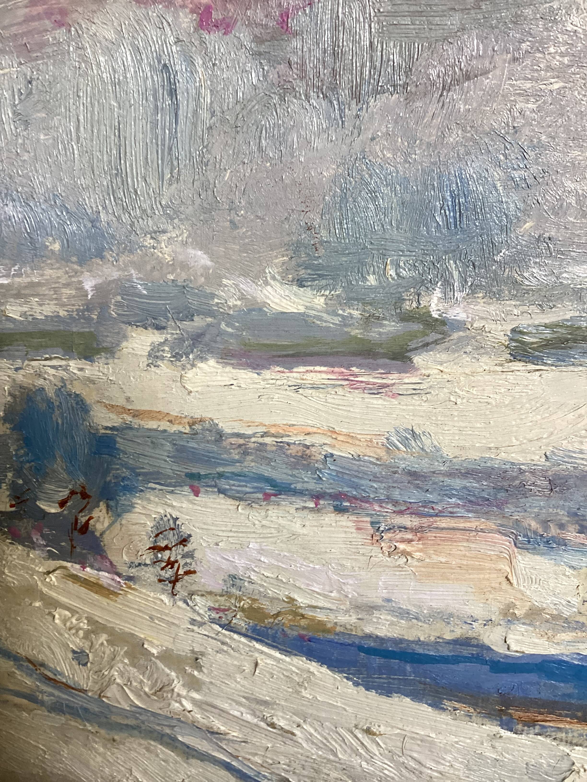 Oil painting on cardboard signed, dimensions: height - 48 cm - width - 68.5 cm -