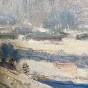 Oil painting on cardboard signed, dimensions: height - 48 cm - width - 68.5 cm -