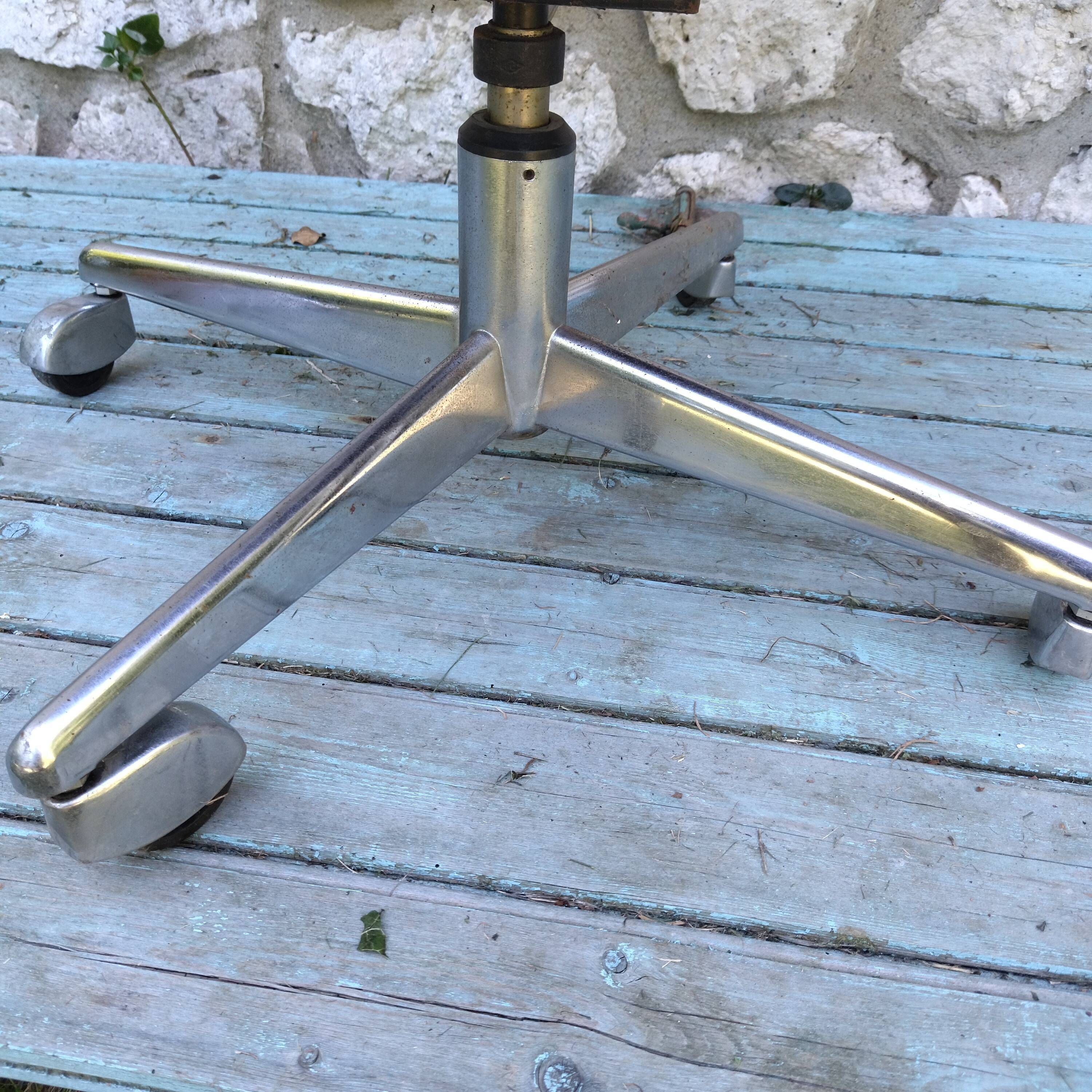 Swivel office chair, adjustable chrome skaï 60s 70s