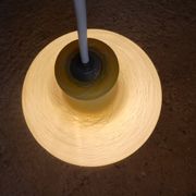 white and yellow vintage textured glass pendant lamp 50s