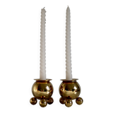 Pair of Mid-Century Swedish Brass Candle Holders by Gusum Bruk