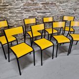 Set of 8 yellow mullca 510 chairs