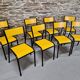 Set of 8 yellow mullca 510 chairs