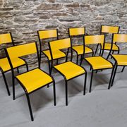 Lot de 8 chaises jaunes mullca 510