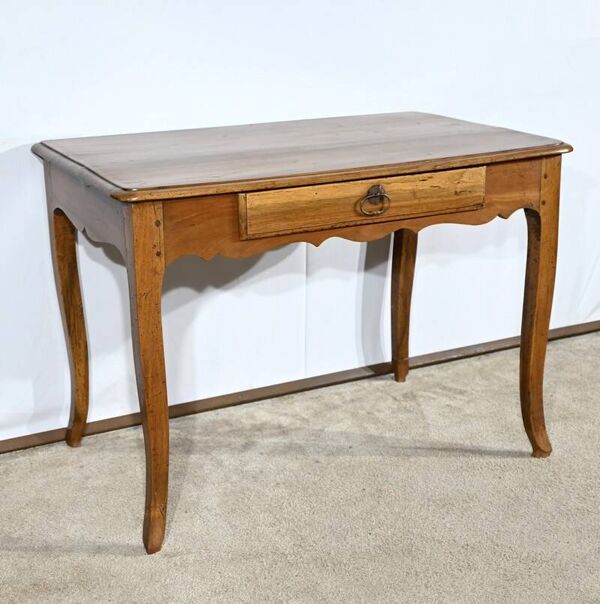 Table, bureau en noyer et merisier style Louis XV, début XIXème