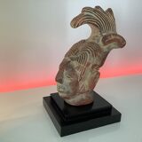 Statue / replica head of the Mayan king pakal janaab vintage 70s