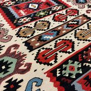 Handmade vintage runner rug red wool turkish area rug - 81x200cm