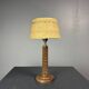 Midcentury French brutalist wood turned table lamp, Charles Dudouyt style