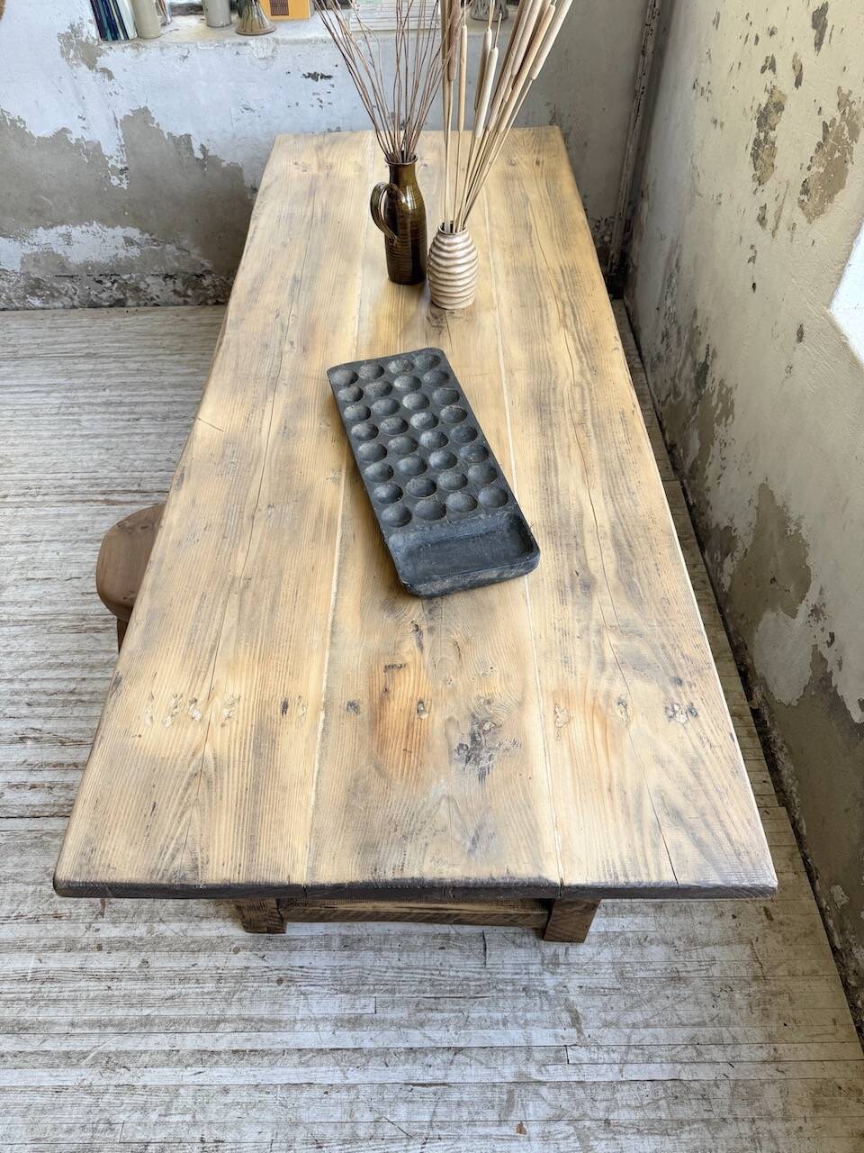 1950s pine farmhouse table 220cm
