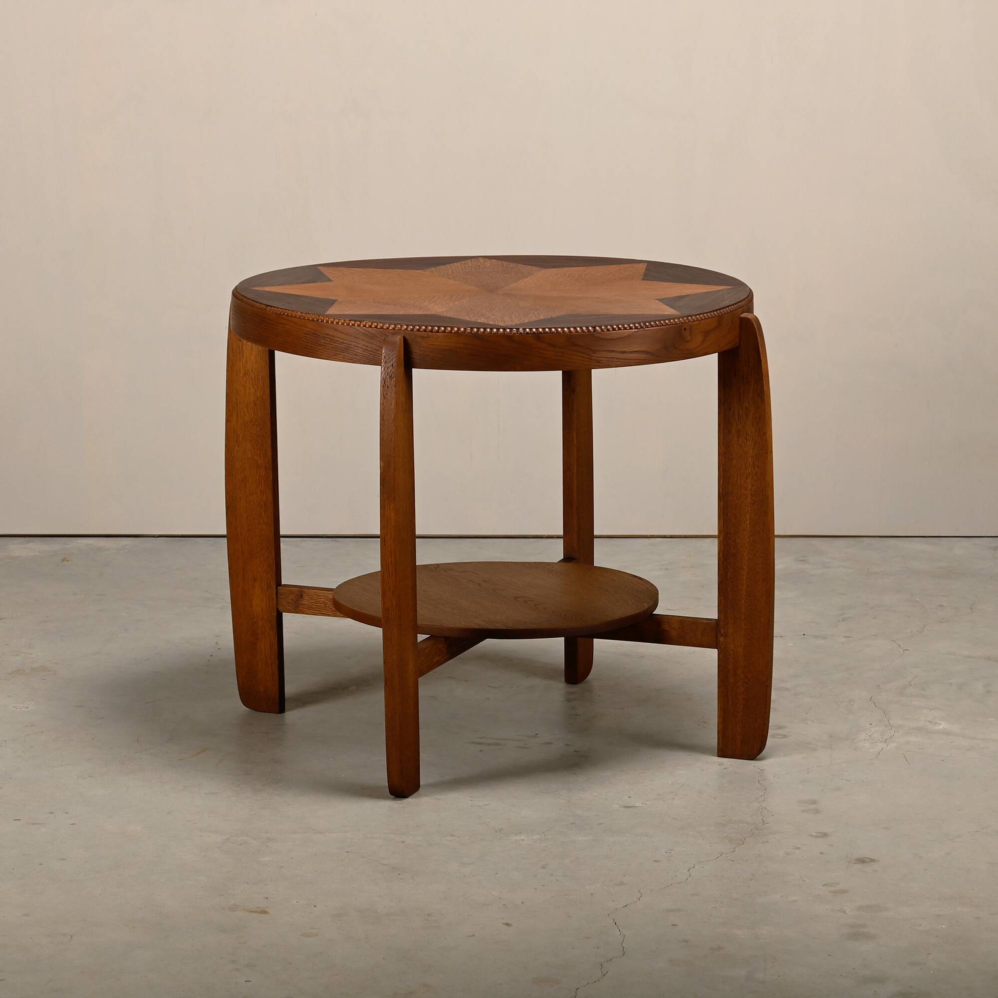 Dutch Art Deco Amsterdam School side table in Oak with star