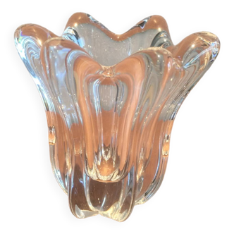 Mini crystal tulip vase signed Daum France