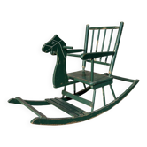 Cheval à bascule année 30 bois peint motif fleuri