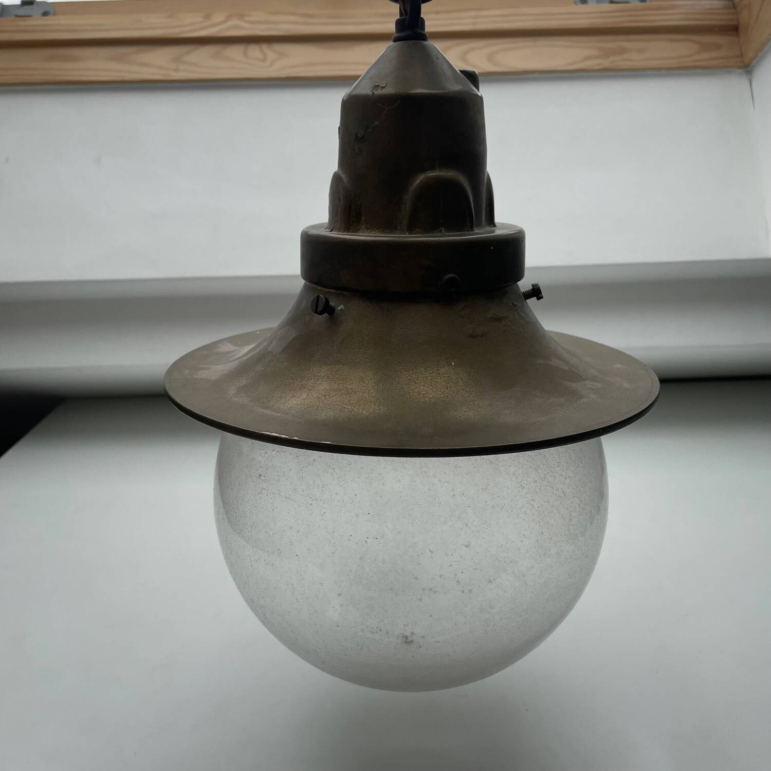 Vintage heavy brass hanging lamp