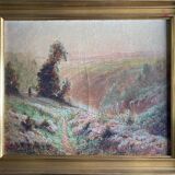 HST painting "Creuse Valley with shepherd" signed LV Pons 19th century