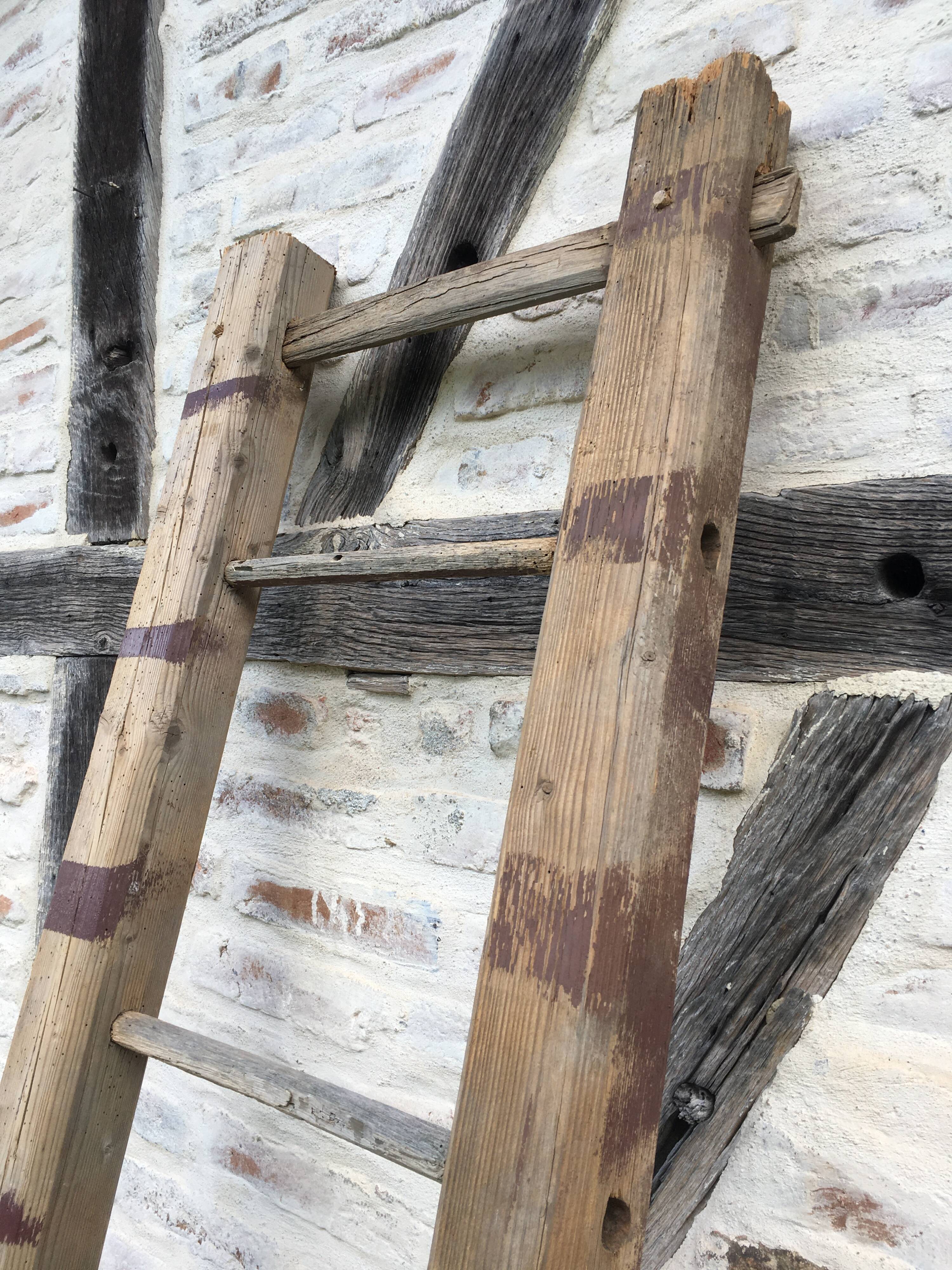 Raw wood farm ladder