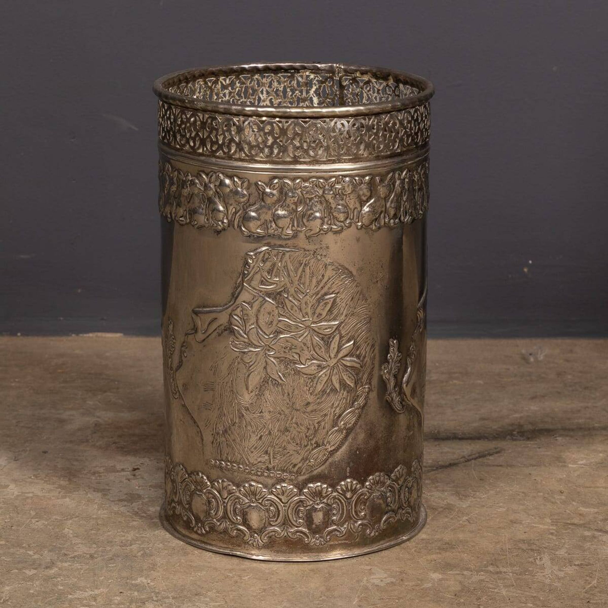 Antique Art Deco Silver Plated Waste Paper Bin c.1920