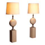 Travertine floor lamp by Philippe Barbier for Maison Barbier, monumental piece, 1970s