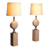 Lampadaires en travertin par Philippe Barbier pour Maison Barbier, pièce monumentale, années 1970.