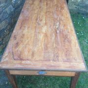 Table de ferme ancienne en chêne à 1 tiroir
