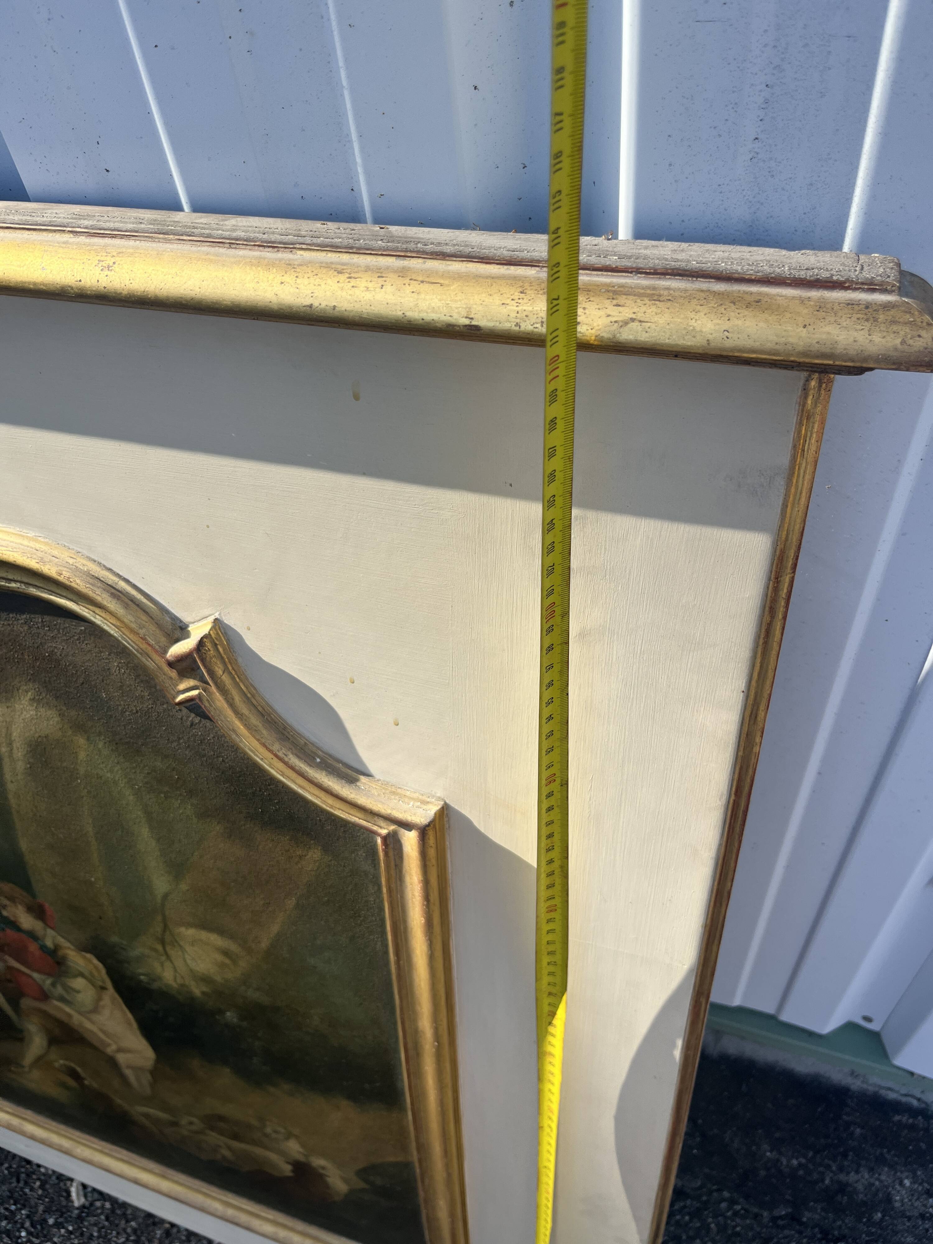 Antique Fireplace Trumeau in Louis XV Style - Gallant / Pastoral Scene at the