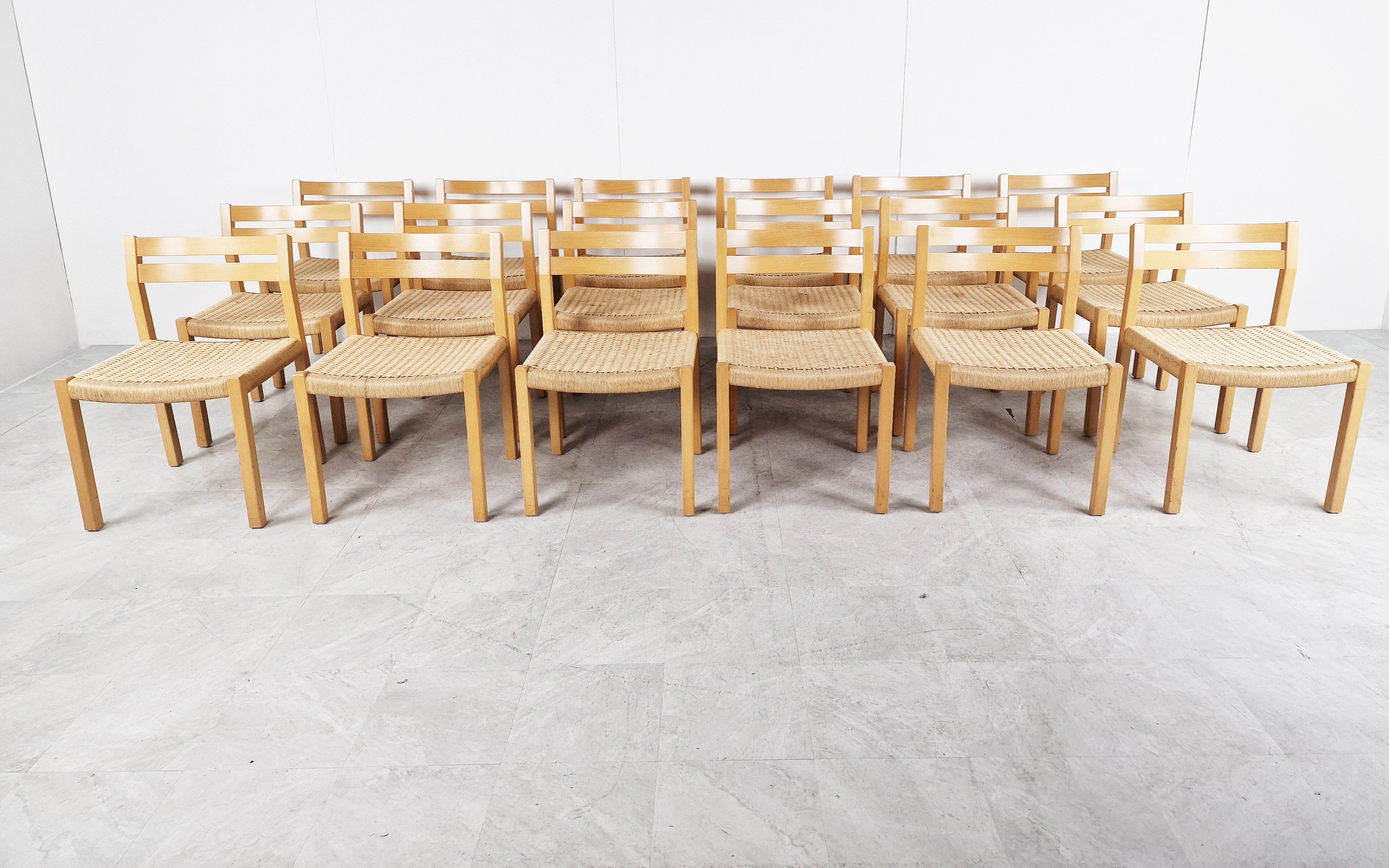 Danish Oak Chairs by Niels Otto Møller for Møller Mobelfabrik, Set of 18
