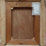 Ancient painting of a woman with a cocker spaniel head signed Taddei.