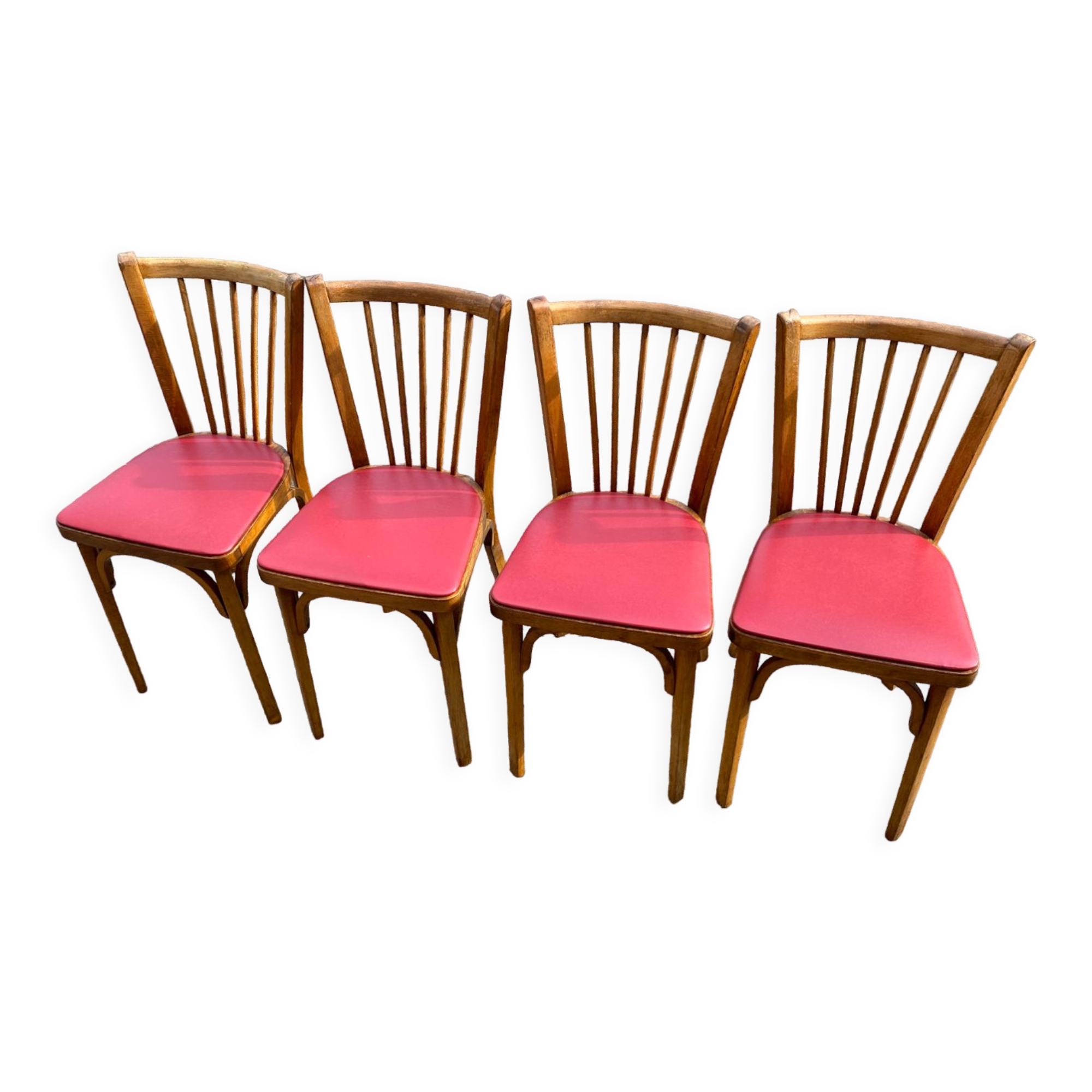 Set of 4 red baumann chairs