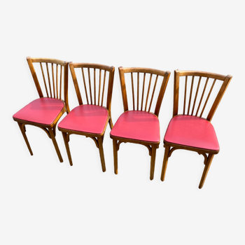 Set of 4 red baumann chairs