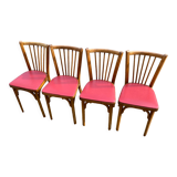 Set of 4 red baumann chairs