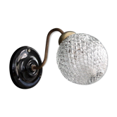 Globe wall applies in molded glass, brass swan collar