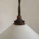 Vintage French Rise & Fall Counterbalance Ceiling Light Opaline Glass Shade