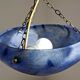 French Vintage Single Light Blue Art Glass Ceiling Light 3 Chains & Fitting