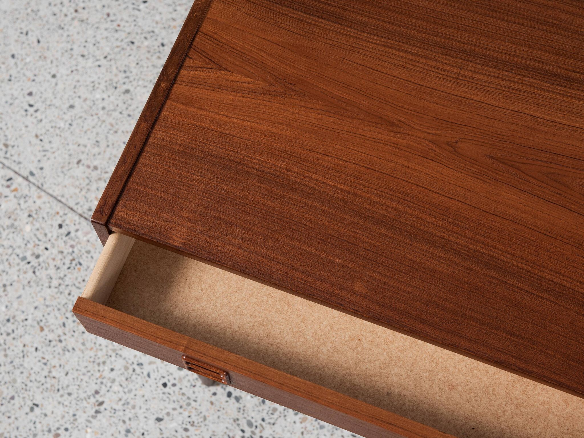 Midcentury Danish cabinet in teak with 1 drawer and 2 sliding doors 1960s