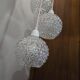 Suspension cascade three globes in cut glass vintage and pink wire