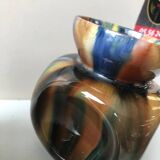 Paire de petits vases grès émaillé multicolore