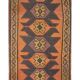 Rug & Kilim Rust Geometric Runner, Handmade Tribal Wool Flatweave, Boho Hallway Rug