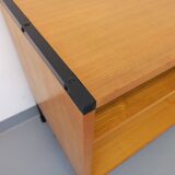 Vintage ARP Minvielle sideboard by Guariche Mortier Motte in light wood and black metal