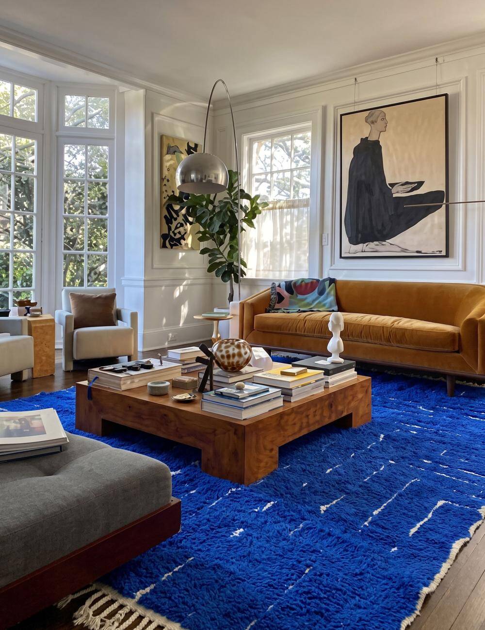 Tapis Bleu Contemporain - 300 x 237 cm