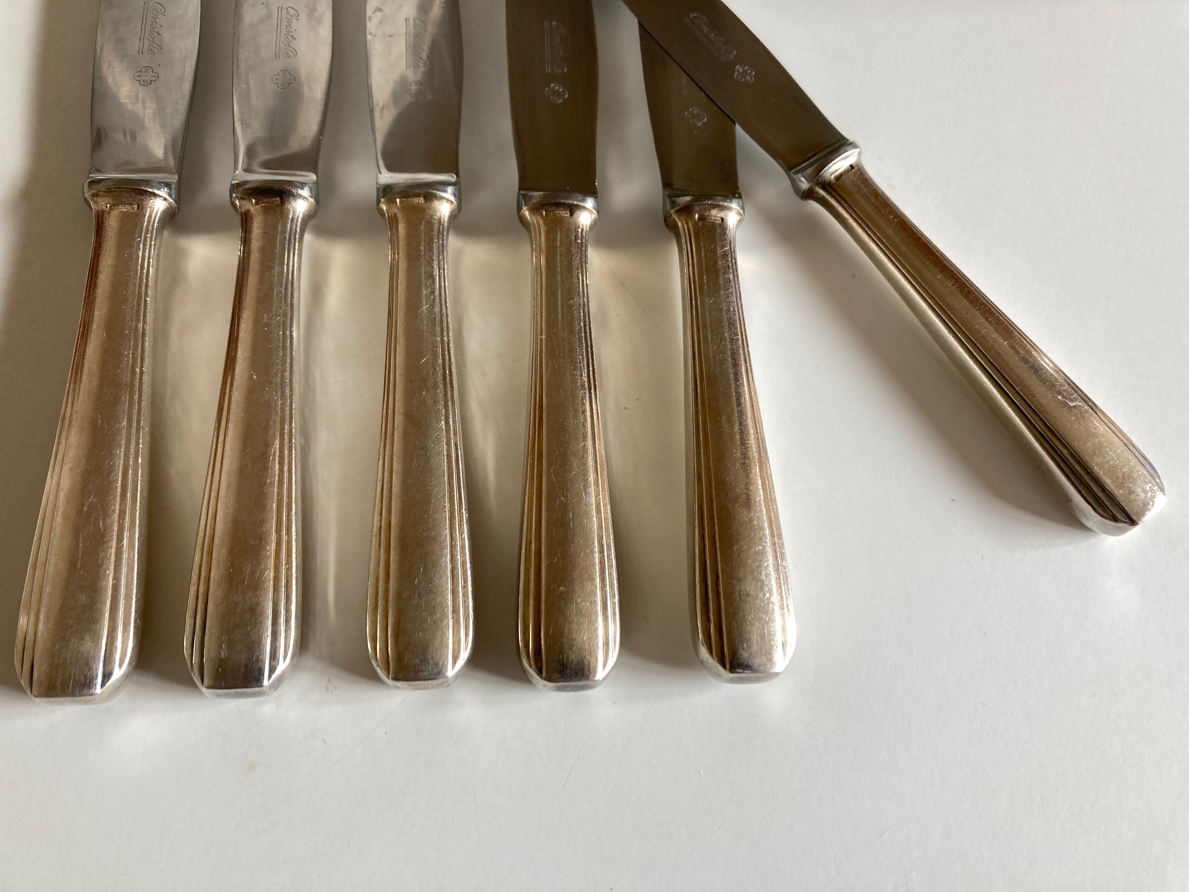 Set of 6 Christofle Boreal knives by Luc Lanel art deco