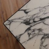 Rectangular coffee table in black lacquered metal and Arabescato marble