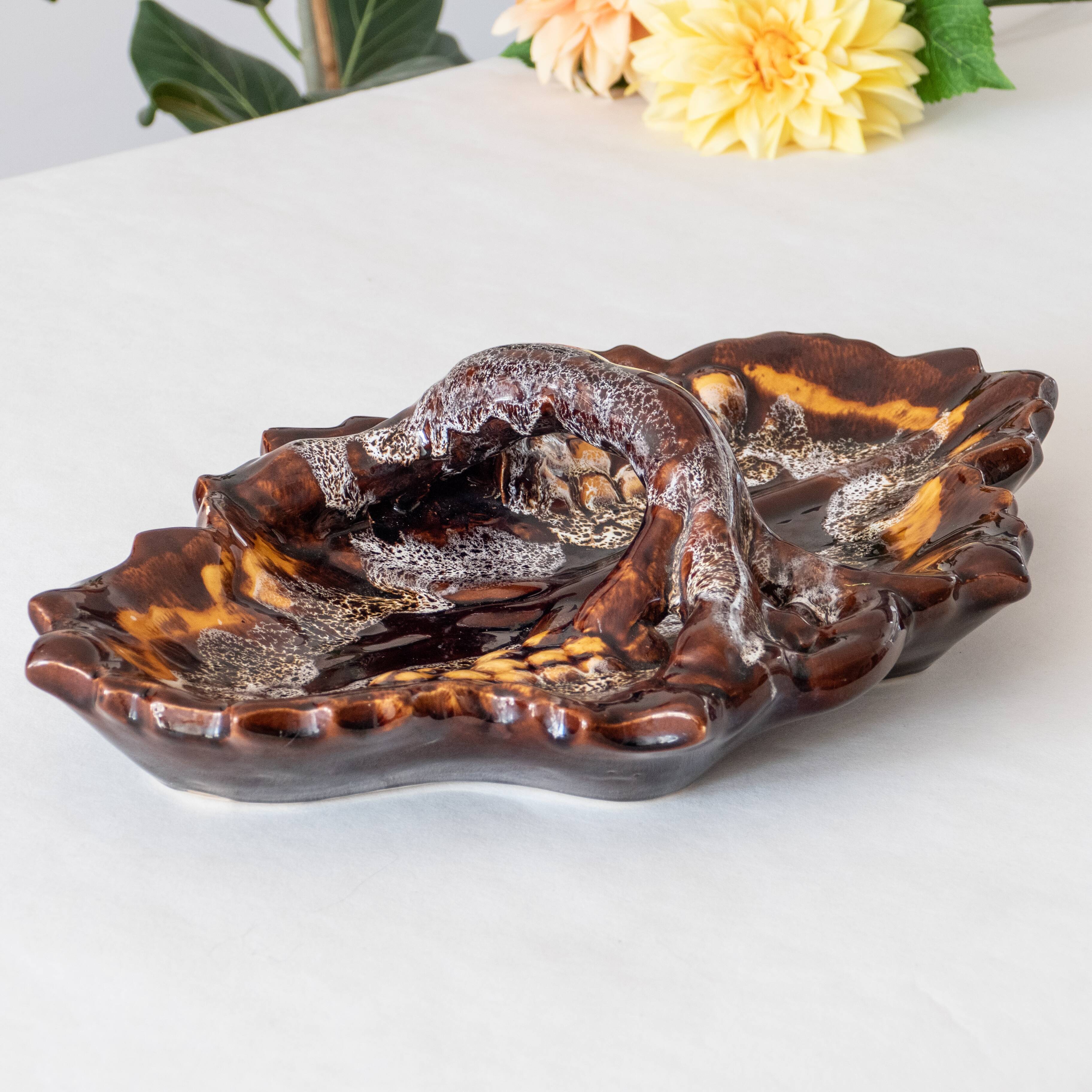 Large old Vallauris bowl with handle