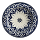 Raised dish, ceramic plate with blue and white patterns.