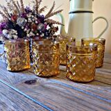 Set of 6 water or whiskey glasses Pernod SA amber color