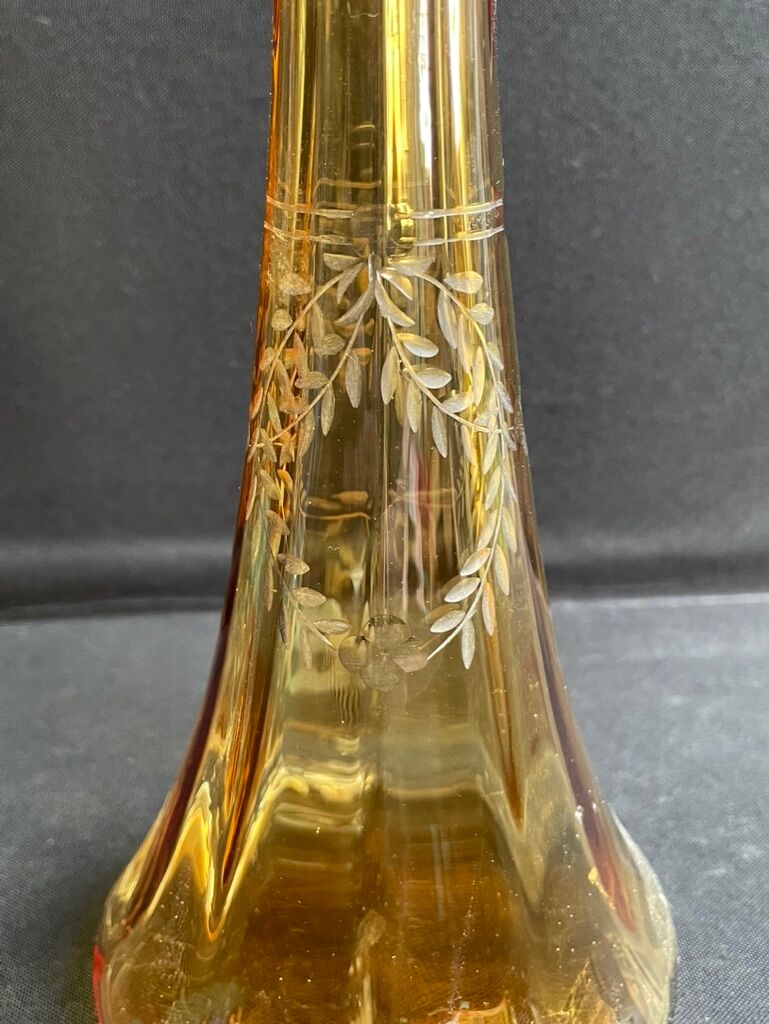 Liquor decanter - amber-cut crystal